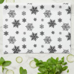 Minimalist Black Whimsical Snowflake Pattern  Tea Towel<br><div class="desc">Delicate snowflake pattern in minimal black and white. Scandinavian nordic minimalist black snowflakes design on white background for Christmas Xmas holiday,  festive home decor,  and gifts. Winter snowflakes design home decor.</div>
