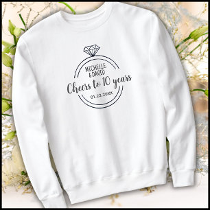 Minimalist Black & White 10th Wedding Anniversary Sweatshirt