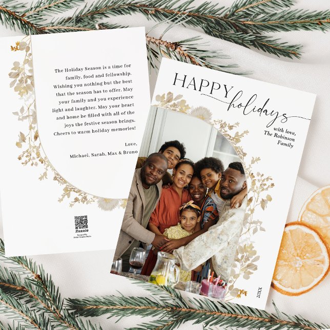 Minimalist Black White 1 Photo Holiday Card  (Creator Uploaded)