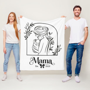 Minimalist Black & White 1st Mother's Day Est. Fleece Blanket
