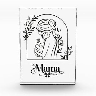 Minimalist Black & White 1st Mother's Day Est. Photo Block