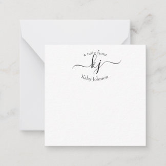 Minimalist Black White 2 Monogram Initial Card