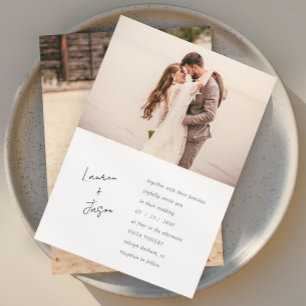 Minimalist Black & White 2 Photo Wedding Invitation