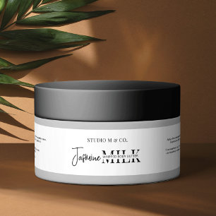 Minimalist Black & White 4 OZ Body Product Jar Wrap Around Label
