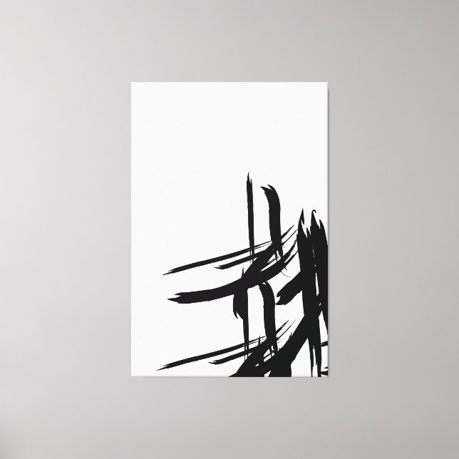 Minimalist Black white abstract vertical wall art (Front)
