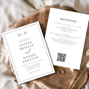 Minimalist Black White All in One QR Code Wedding Invitation