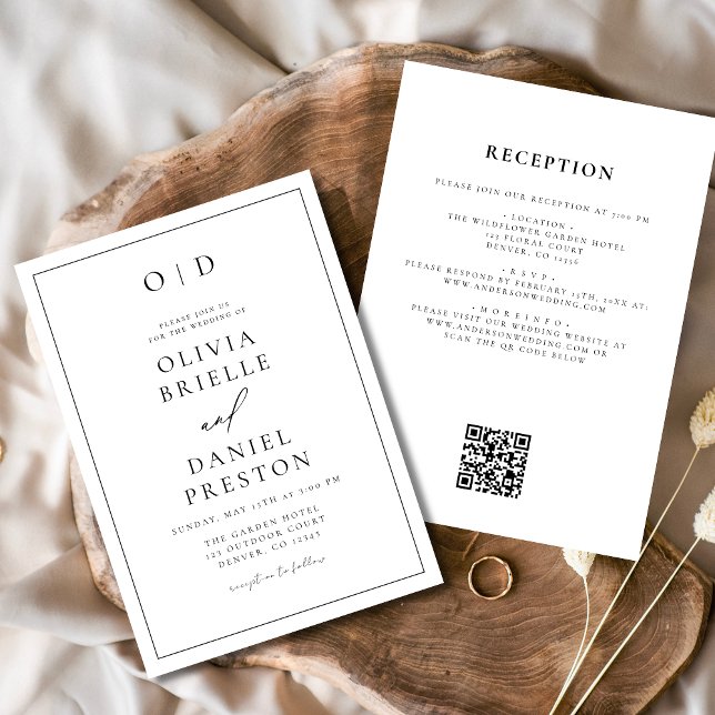 Minimalist Black White All in One QR Code Wedding Invitation (Creator Uploaded)