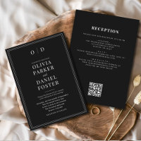 Minimalist Black White All in One QR Code Wedding