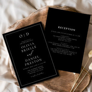Minimalist Black White All in One Wedding Invitation