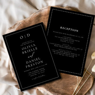 Minimalist Black White All in One Wedding Invitation