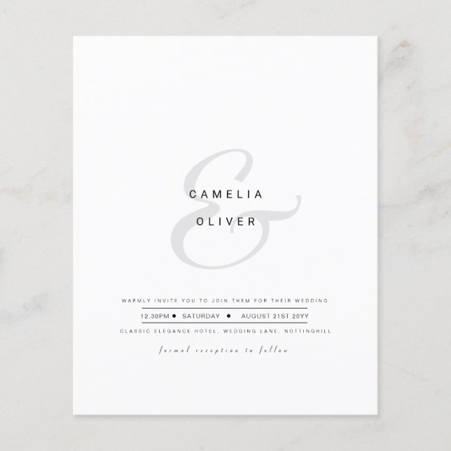Minimalist Black White Ampersand Wedding Flyer (Front)
