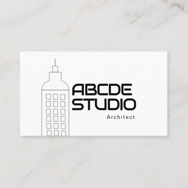 Minimalist Black & White Architect Studio Company  Business Card (Front)