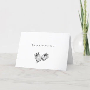 Minimalist Black White Art Drawing Xmas Presents Holiday Card