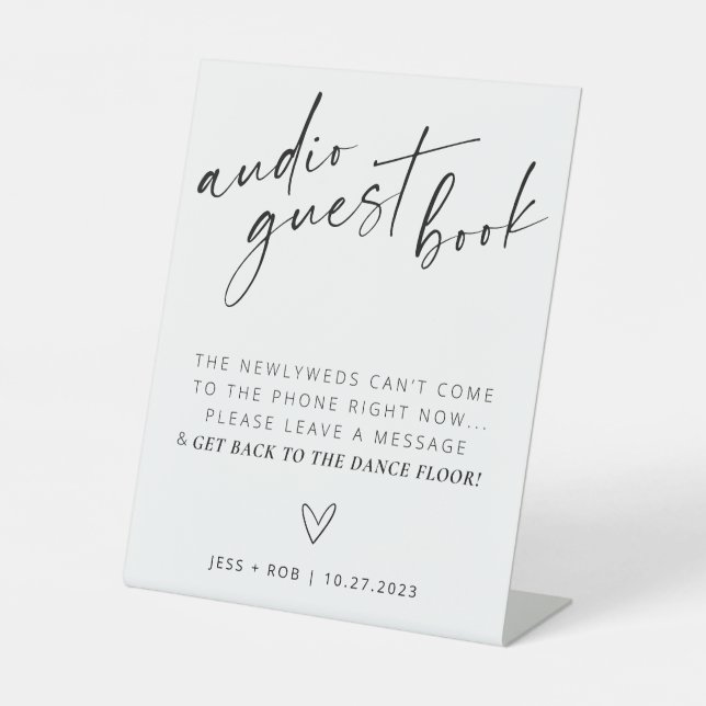 Minimalist Black & White Audio Guest Book Sign (Front)