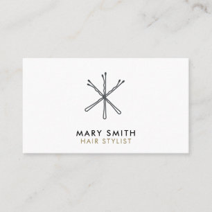 Minimalist Black White Bobby Pins Hair Stylist Appointment Card