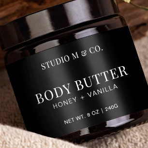 Minimalist Black & White Body Lotion Product Label