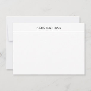 Minimalist Black White Border Personal Stationery  Card