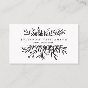 Minimalist Black White Botanical Professional Chic Business Card