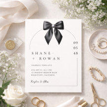Minimalist Black & White Bow Wedding Invitation