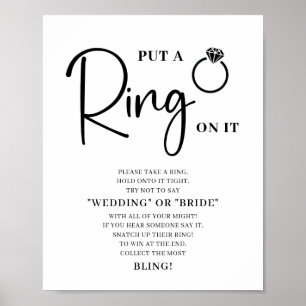 Minimalist Black White Bridal Shower Ring Game Poster