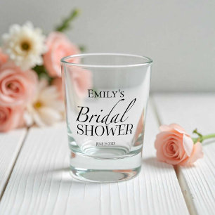 Minimalist Black & White Bridal Shower Shot Glass