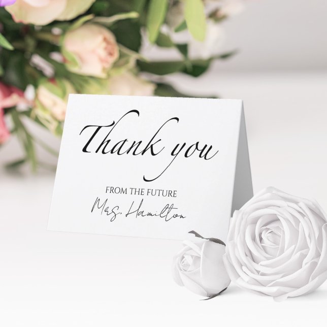 Minimalist Black & White Bridal Shower Thank You Card (Creator Uploaded)