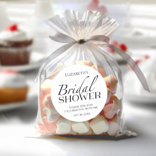 Minimalist Black & White Bridal Shower thank you Classic Round Sticker