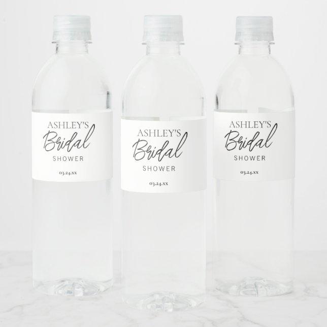 Minimalist Black & White Bridal Water Bottle Label (Bottles)