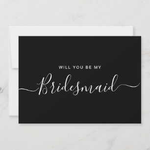 Minimalist Black White Bridesmaid Proposal Invitation