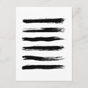 Minimalist Black & White Brush Strokes Postcard