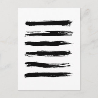Minimalist Black & White Brush Strokes Postcard