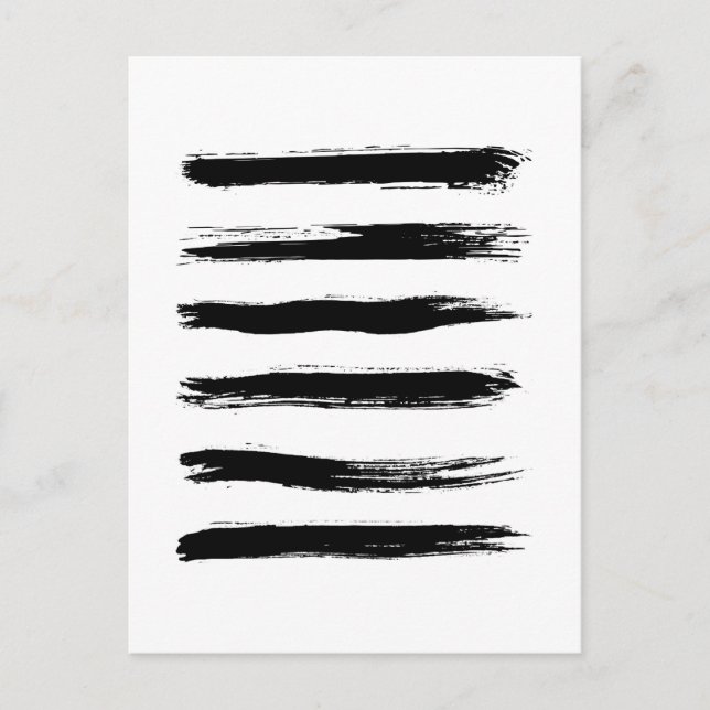 Minimalist Black & White Brush Strokes Postcard (Front)