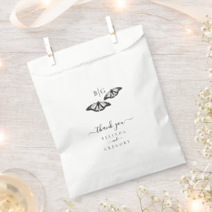 Minimalist Black White Butterfly Monogram Wedding Favour Bags