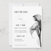 Minimalist Black & White Calla Lily Save the Date 