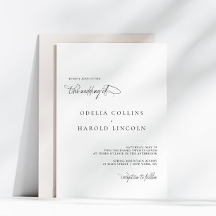 Minimalist Black White Calligraphy Chic Wedding Invitation