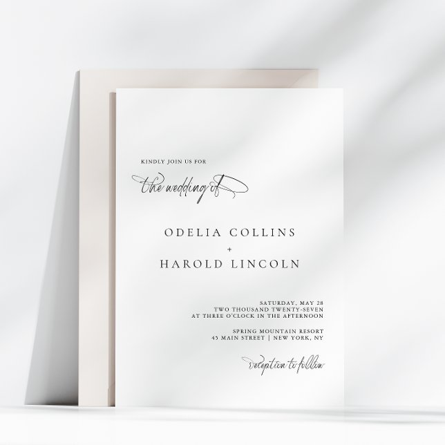 Minimalist Black White Calligraphy Chic Wedding Invitation (Creator Uploaded)