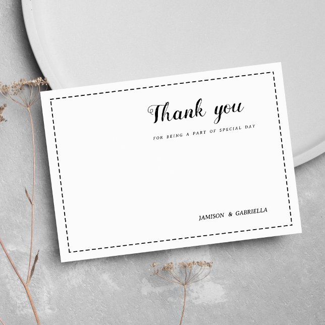 Minimalist black white calligraphy Thank You Invitation (Minimalist black white calligraphy Thank You)