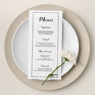 Minimalist black white calligraphy Wedding Menu