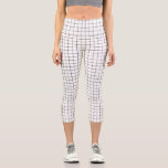 Minimalist Black White Checked Grid Pattern  Capri Leggings<br><div class="desc">Minimalist chequered grid pattern in black and white,  inspired by school math notebook.</div>