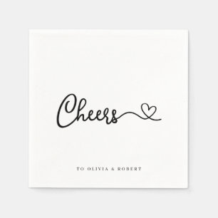 Minimalist Black White Cheers Wedding Shower Napkin
