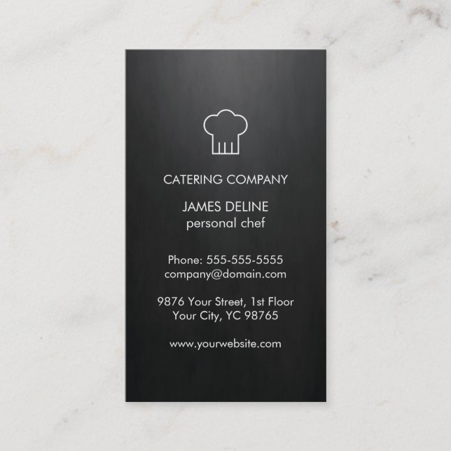 Minimalist Black White Chef Hat Personal Chef Business Card (Front)