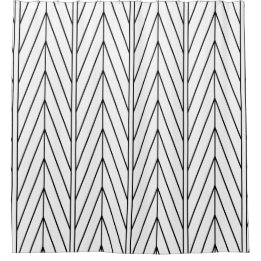 Minimalist Black & White Chevron Design Shower Curtain