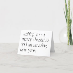 Minimalist Black White Christmas New Year Blank Holiday Card