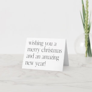 Minimalist Black White Christmas New Year Blank Holiday Card