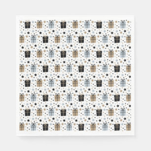 Minimalist Black White Christmas Party Paper Napkin