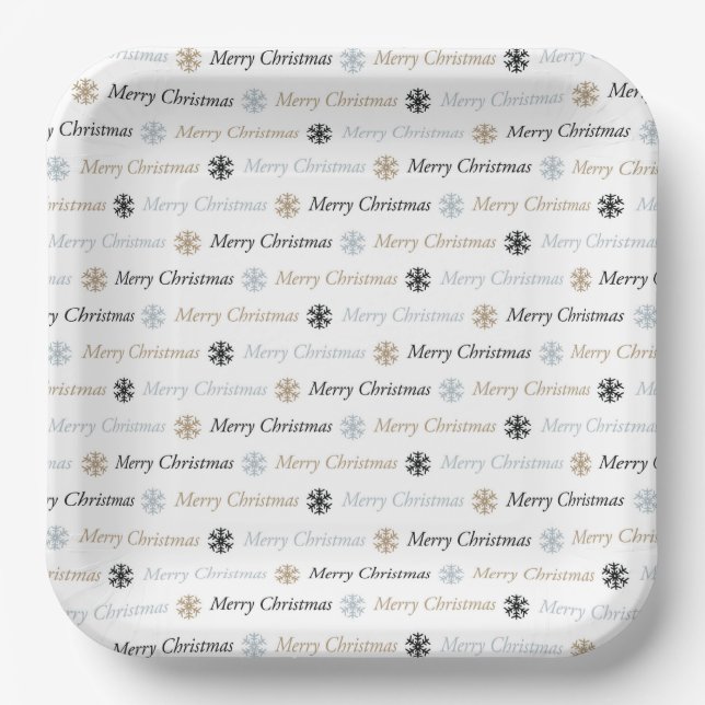 Minimalist Black White Christmas Party Paper Plate (Front)