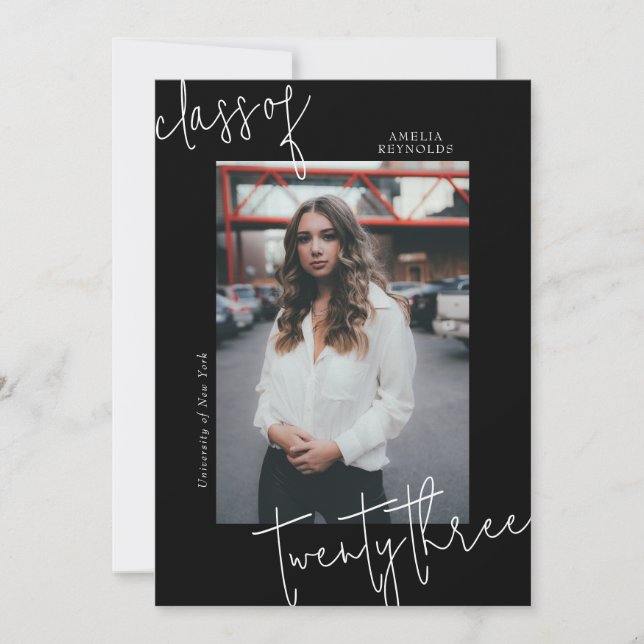 Minimalist Black & White Class of 2024 Graduation Invitation (Front)