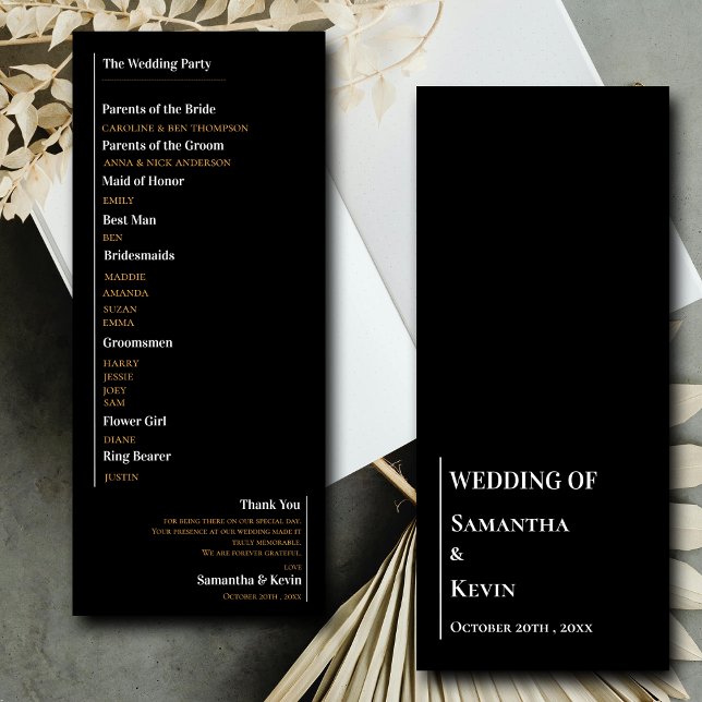 Minimalist Black White Classic Wedding Program Invitation (Minimalist Black White Classic Wedding Program)