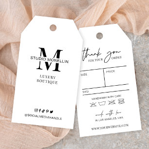 Minimalist Black & White Clothing Labels Hang Tag