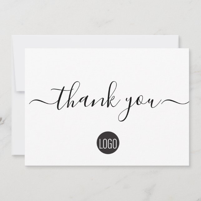 Minimalist Black White Company Logo Social  Thank You Card (Front)